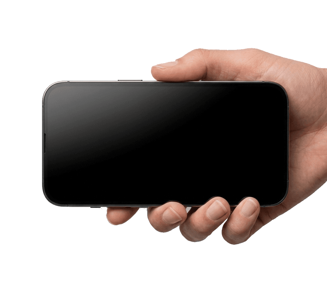 Hand hält ein repariertes Smartphone mit intaktem Display